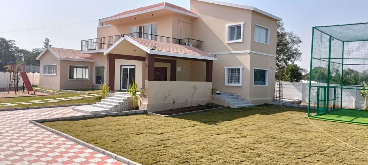 Aura villa with Box Cricket, private farmhouse in Moinabad, Hyderabad