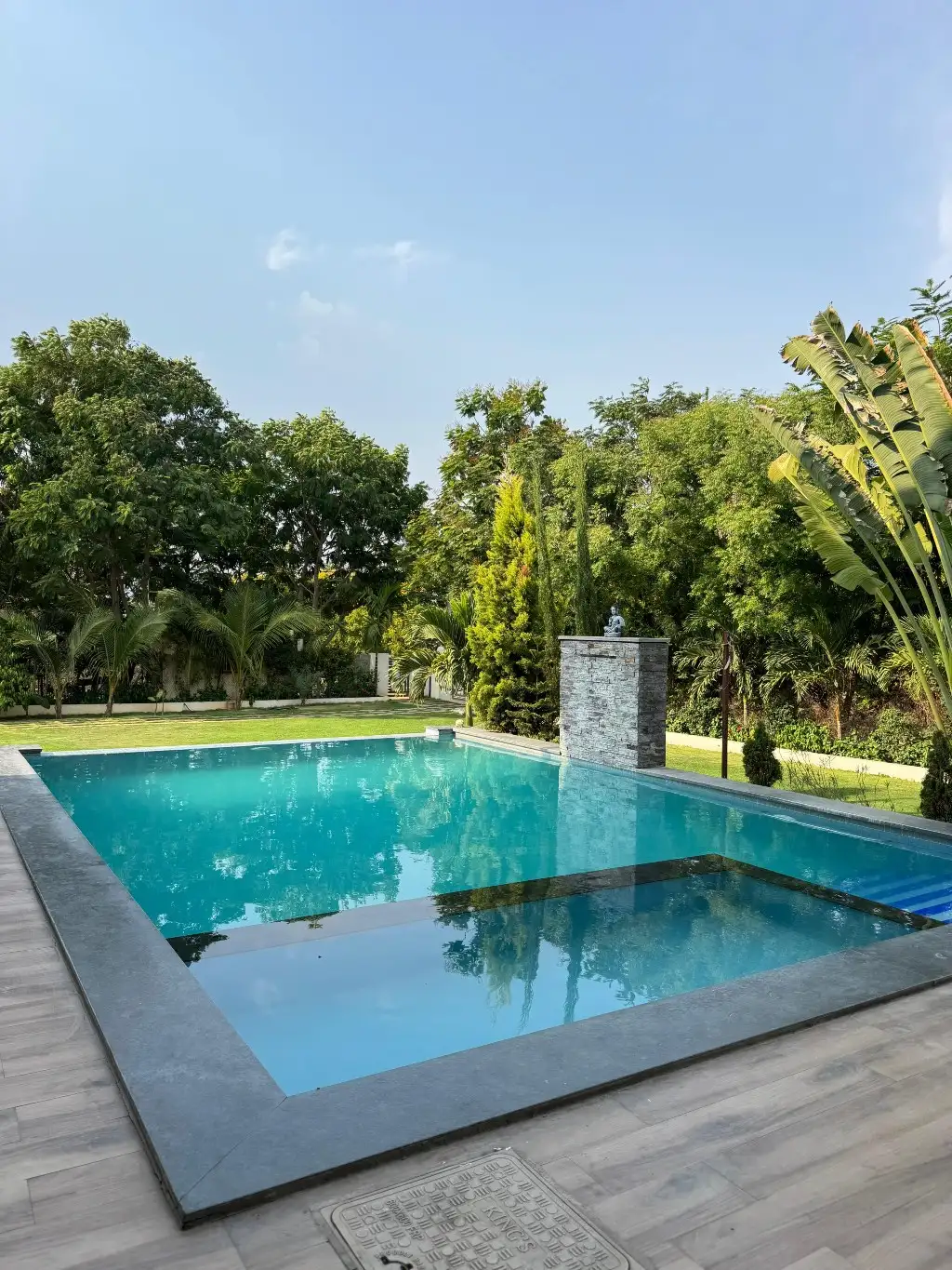Private swimming pool at The Hell Rock farm house, Ghatkesar